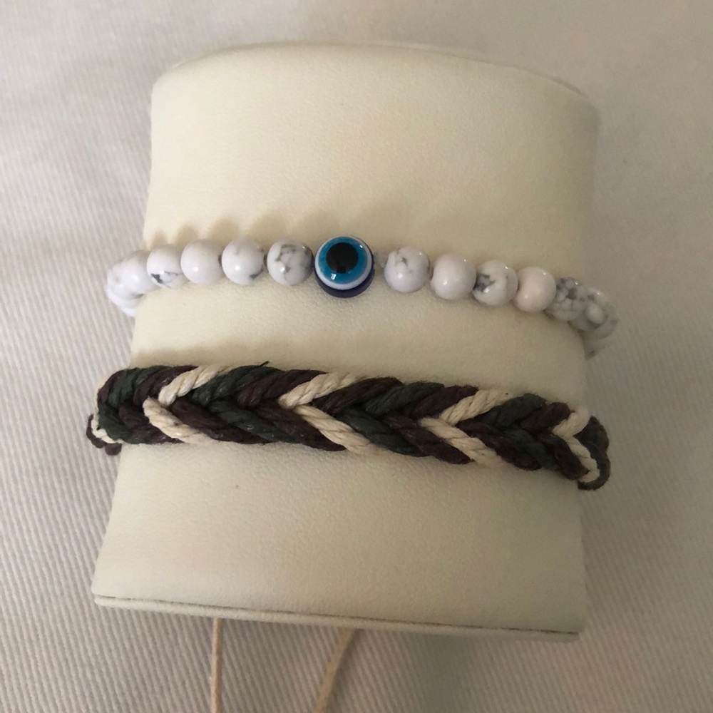 Braided Hemp & White Howlite Eye Bracelet